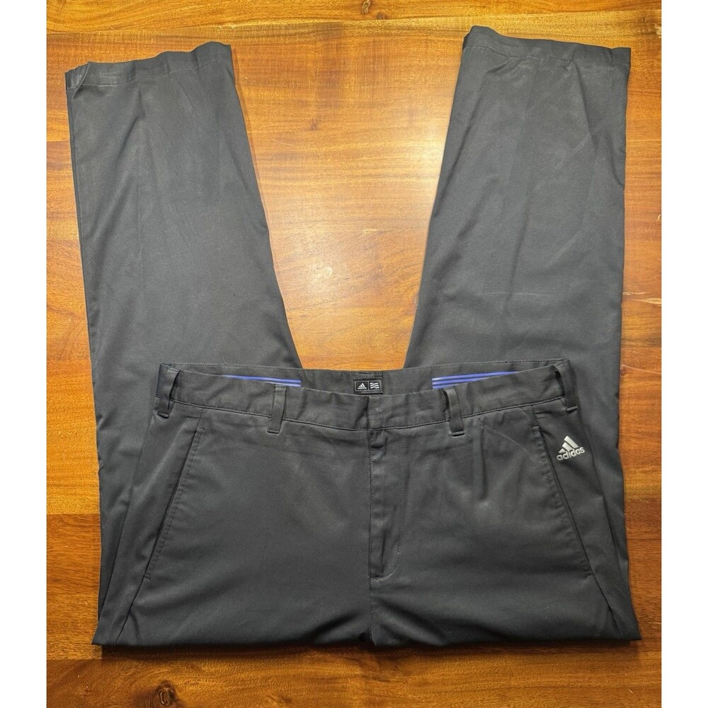 Adidas Men’s Black Flat Front Preppy Golf Casual Performance Pants Size 36 x 29